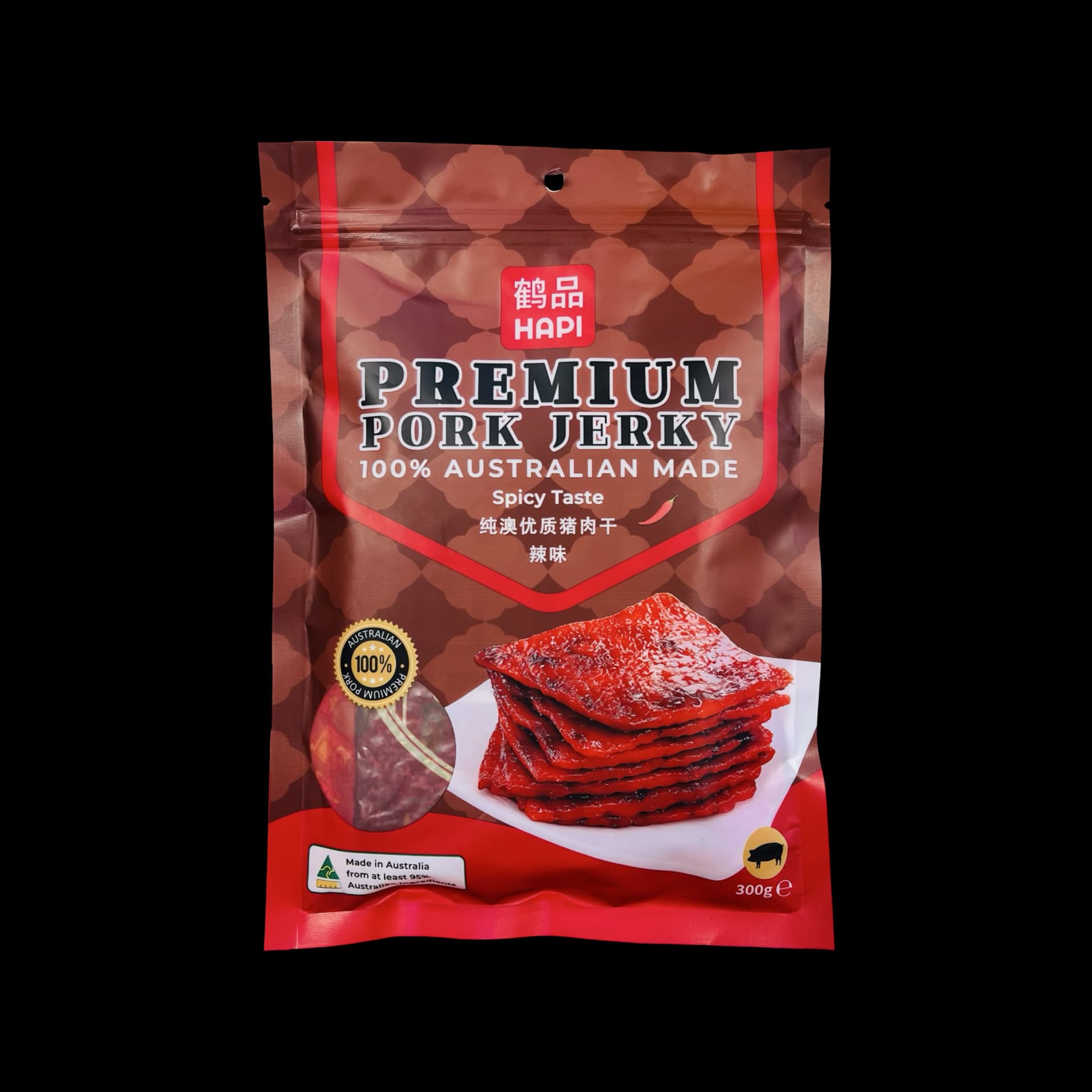 【鶴品】純澳優質豬肉乾 辣味 300g
