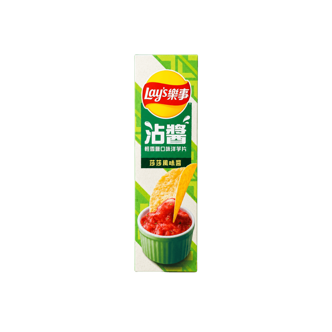【樂事】意合包輕雪鹽⼝味洋芋⽚(莎莎⾵味醬) 85g