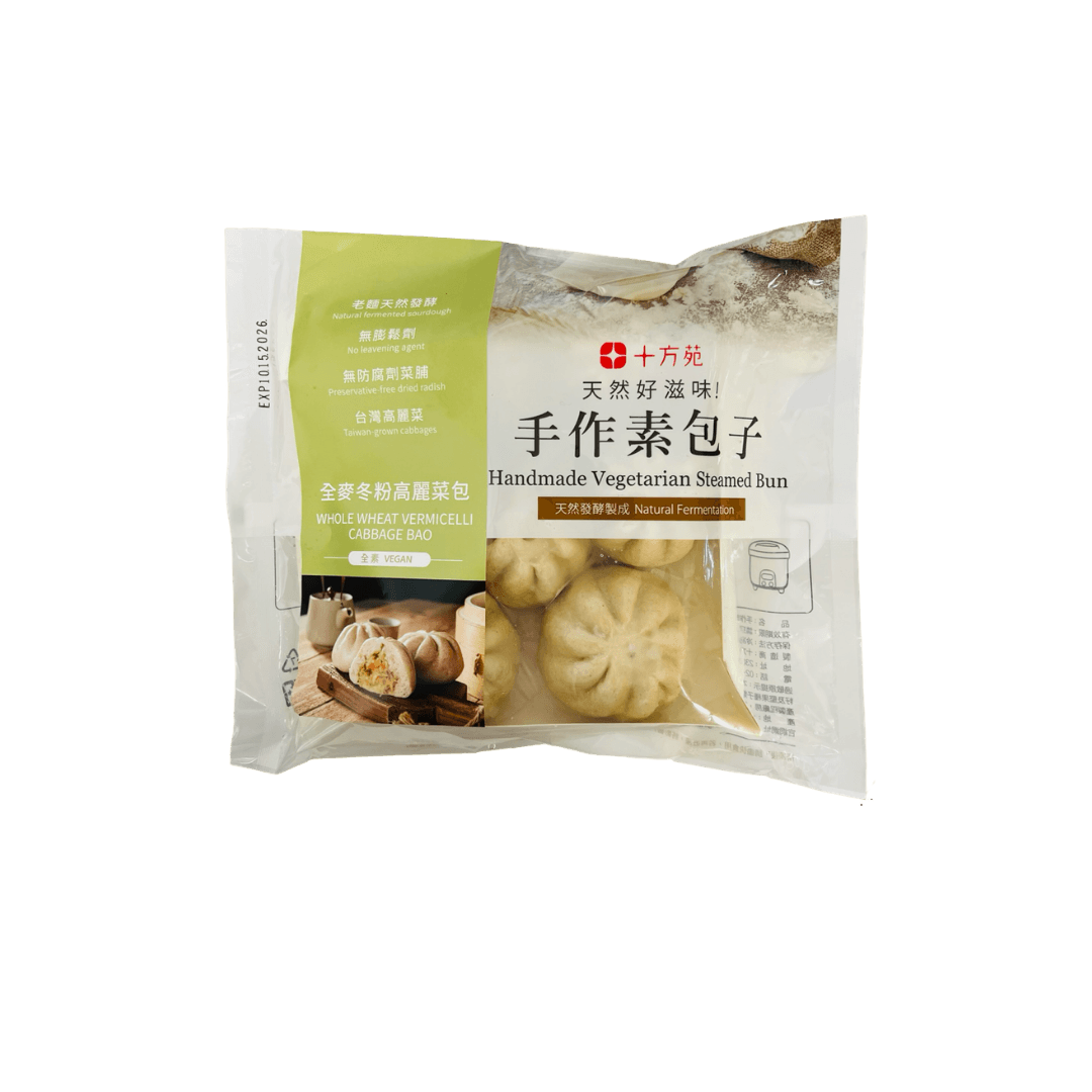 【十方苑】全麥冬粉高麗菜包(全素6入) 420g