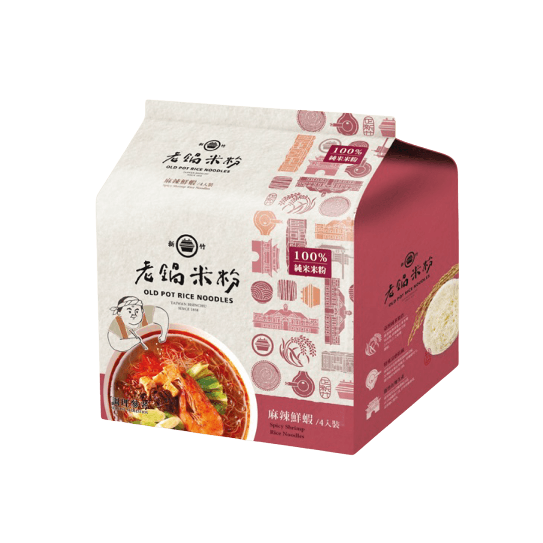 【老鍋米粉】純米麻辣鮮蝦湯米粉 60g*4